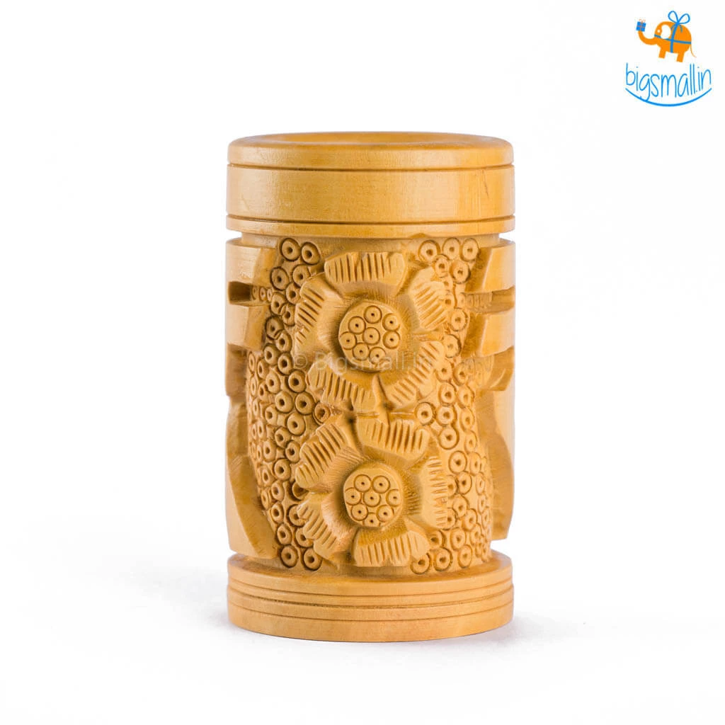 Indian Craft Father's Day Wooden Rupee Symbol Pen Stand