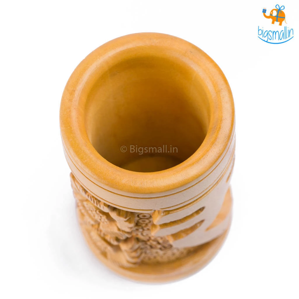 Indian Craft Father's Day Wooden Rupee Symbol Pen Stand