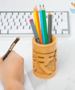 Indian Craft Father's Day Wooden Rupee Symbol Pen Stand