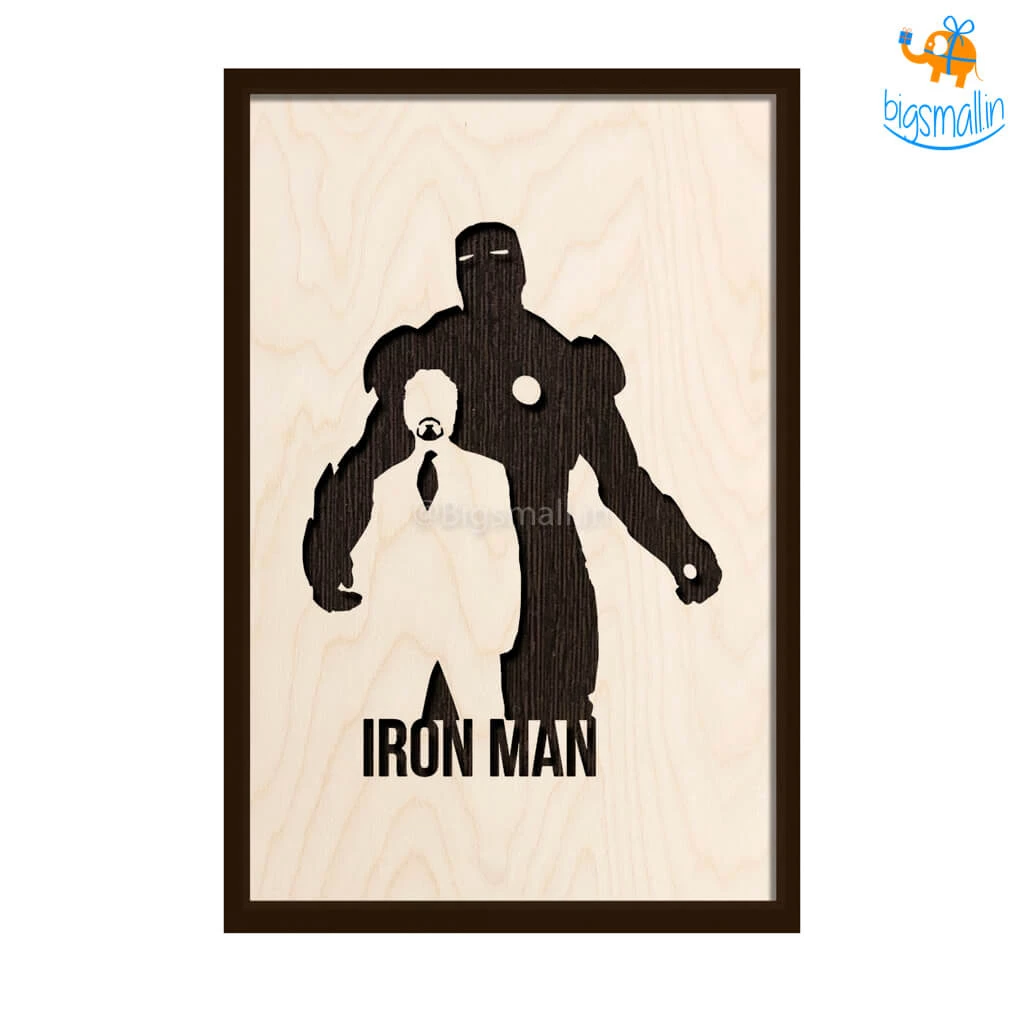 Bigsmall_cc Iron Man Engraved Wooden Frame New