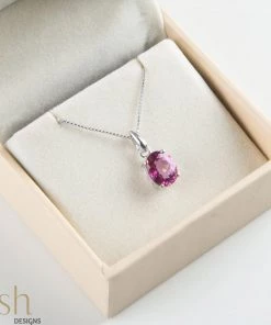 Ash Designs Best Sellers Isla Pink Topaz Pendant With Silver Chain