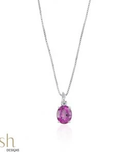 Ash Designs Best Sellers Isla Pink Topaz Pendant With Silver Chain
