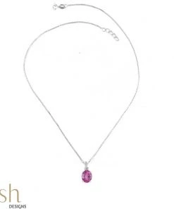 Ash Designs Best Sellers Isla Pink Topaz Pendant With Silver Chain