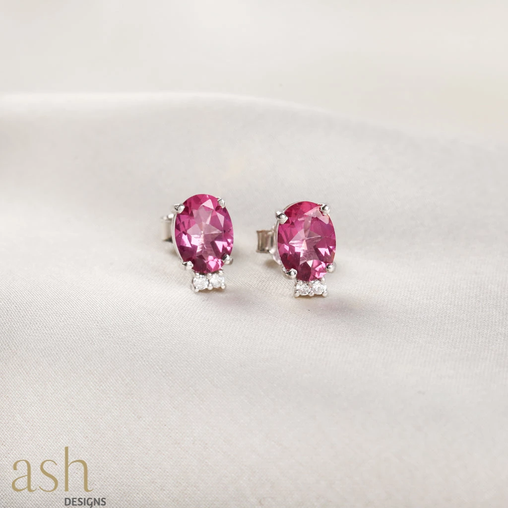 Ash Designs Isla Pink Topaz Stud Earrings