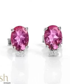 Ash Designs Isla Pink Topaz Stud Earrings