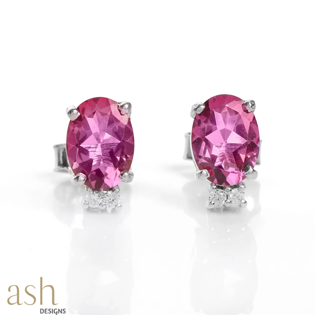 Ash Designs Isla Pink Topaz Stud Earrings
