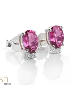 Ash Designs Isla Pink Topaz Stud Earrings