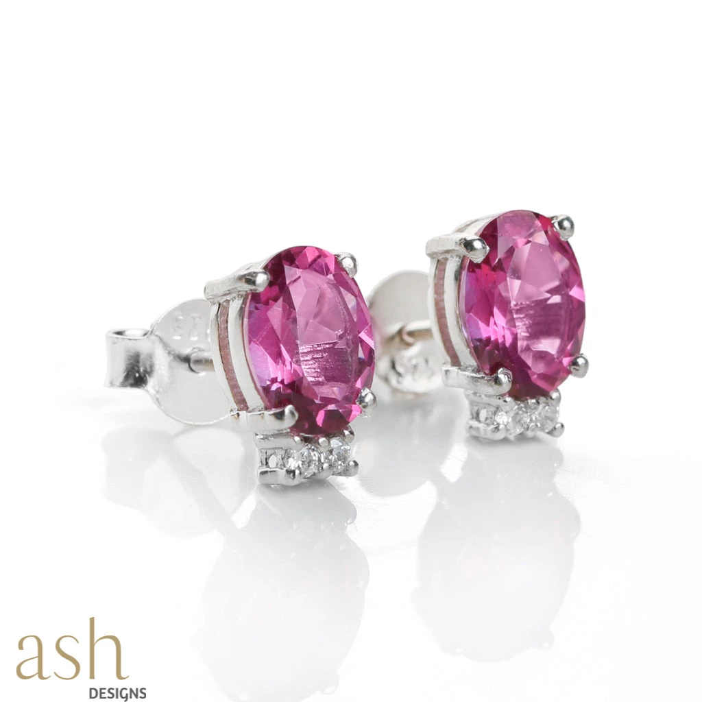 Ash Designs Isla Pink Topaz Stud Earrings