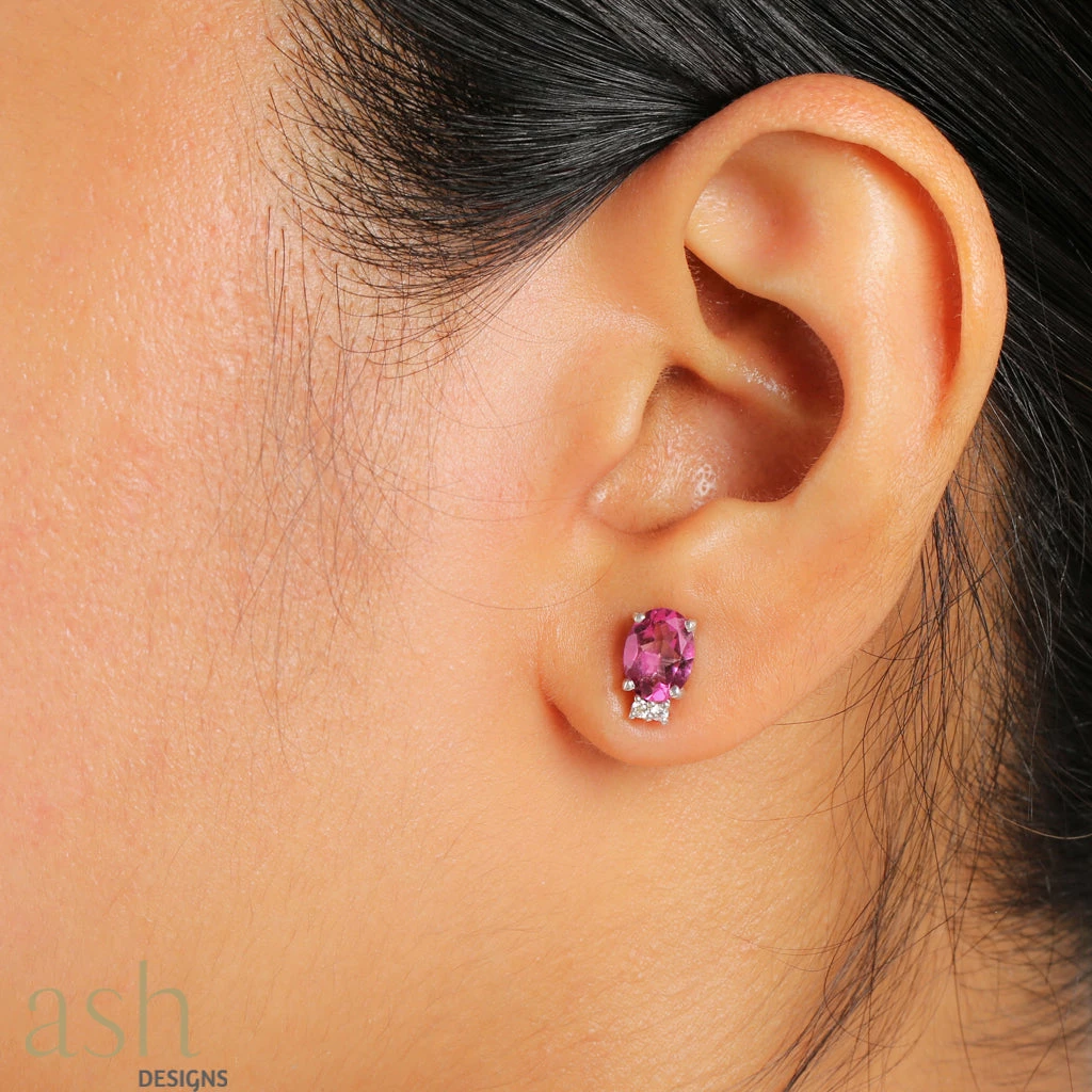 Ash Designs Isla Pink Topaz Stud Earrings