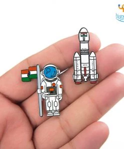 Bigsmall_piu ISRO India Lapel Pin - Set Of 2