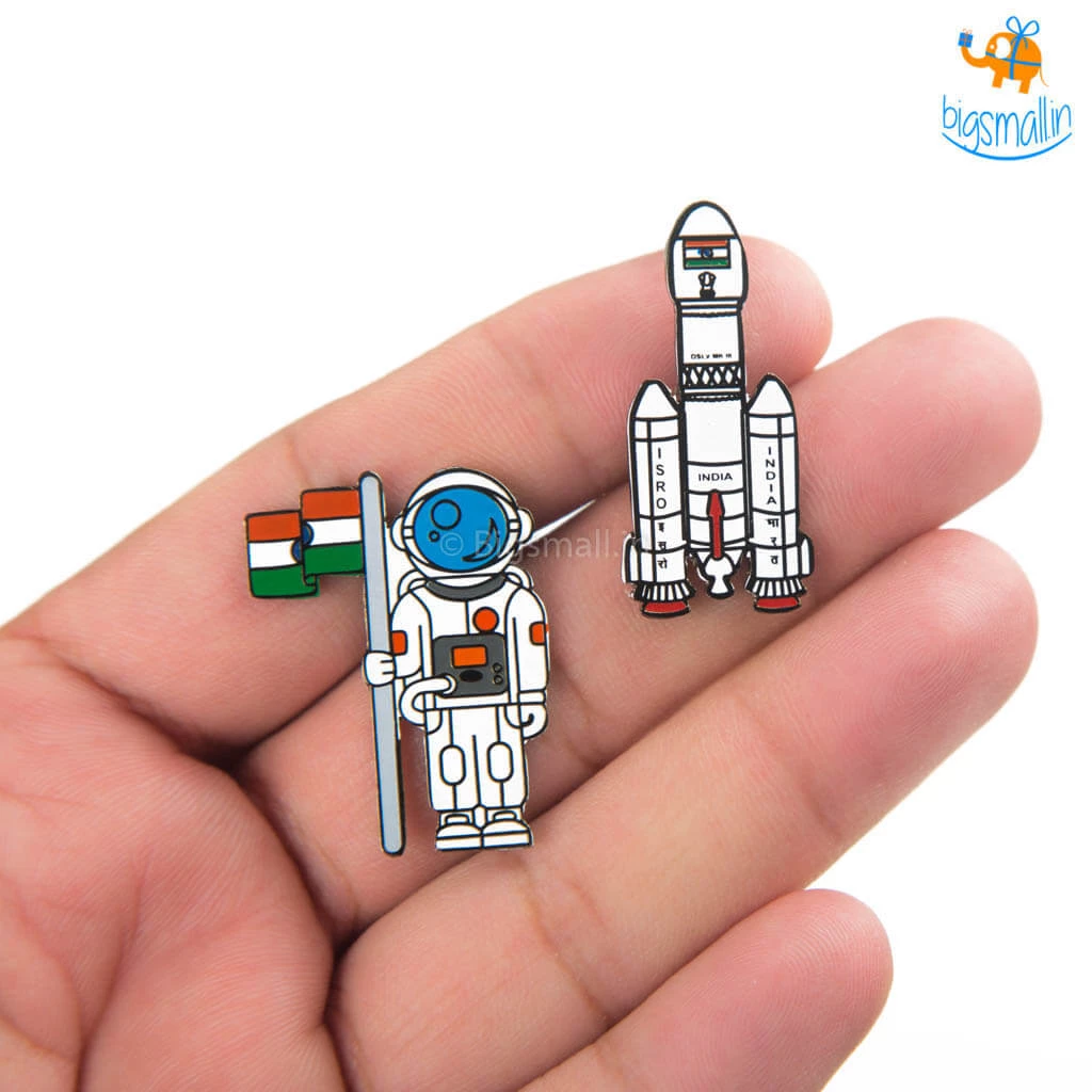 Bigsmall_piu ISRO India Lapel Pin - Set Of 2