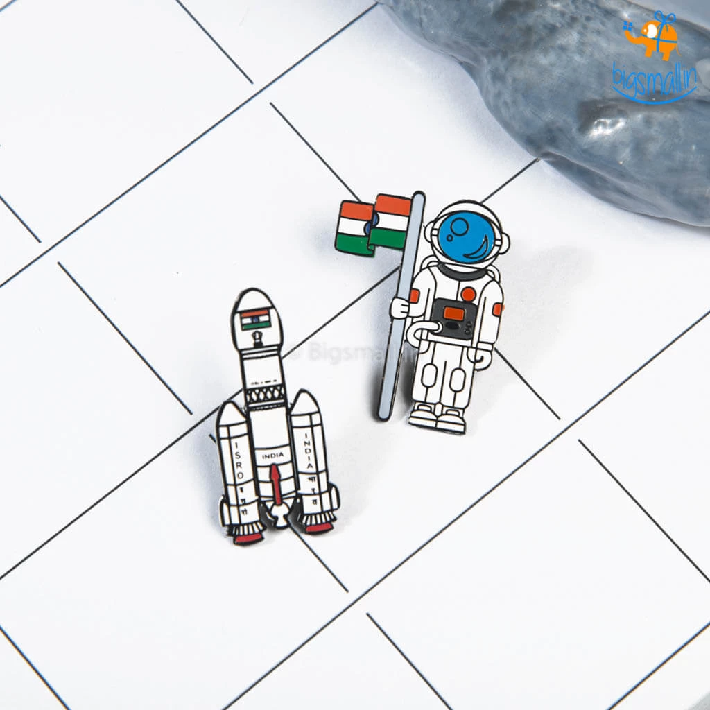 Bigsmall_piu ISRO India Lapel Pin - Set Of 2