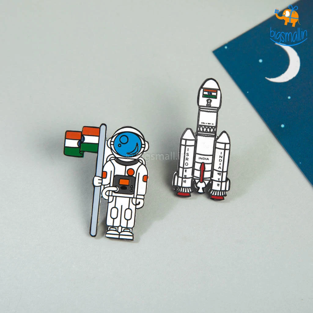 Bigsmall_piu ISRO India Lapel Pin - Set Of 2