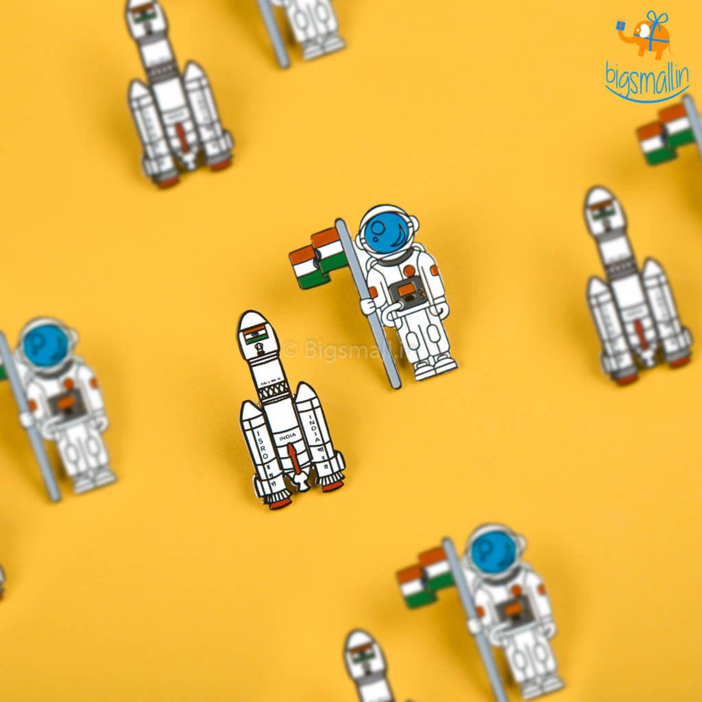 Bigsmall_piu ISRO India Lapel Pin - Set Of 2