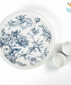 Devnow All Of It Kireina Printed Plate And Dip Bowls - 3 Pcs