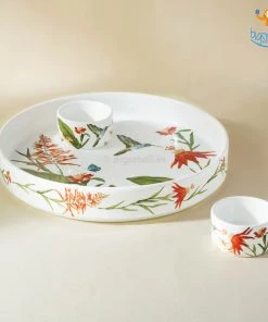 Devnow All Of It Akemi Printed Plate And Dip Bowls - 3 Pcs