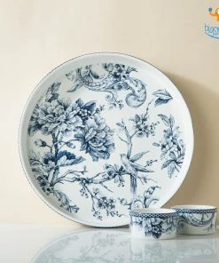 Devnow All Of It Kireina Printed Plate And Dip Bowls - 3 Pcs