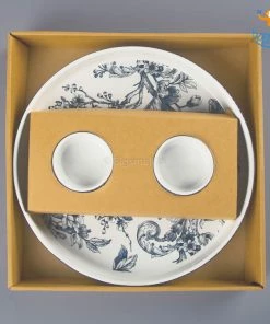 Devnow All Of It Kireina Printed Plate And Dip Bowls - 3 Pcs