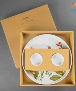 Devnow All Of It Akemi Printed Plate And Dip Bowls - 3 Pcs