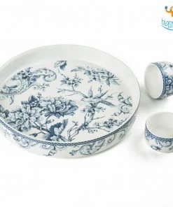 Devnow All Of It Kireina Printed Plate And Dip Bowls - 3 Pcs