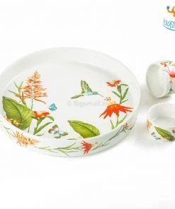 Devnow All Of It Akemi Printed Plate And Dip Bowls - 3 Pcs