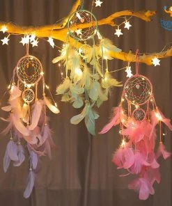 Bigsmall_hmk Handmade Dreamcatcher With LED Lights