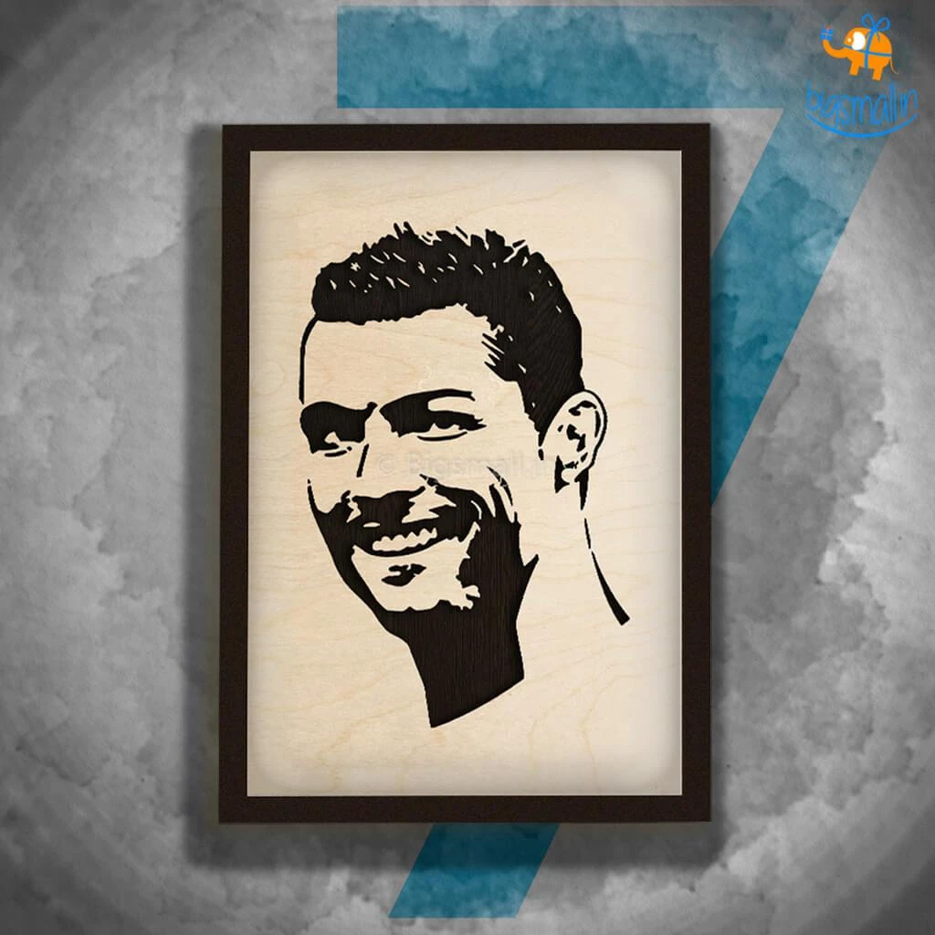 Bigsmall_cc Footballer Engraved Wooden Frame (19 X 13 Inches)