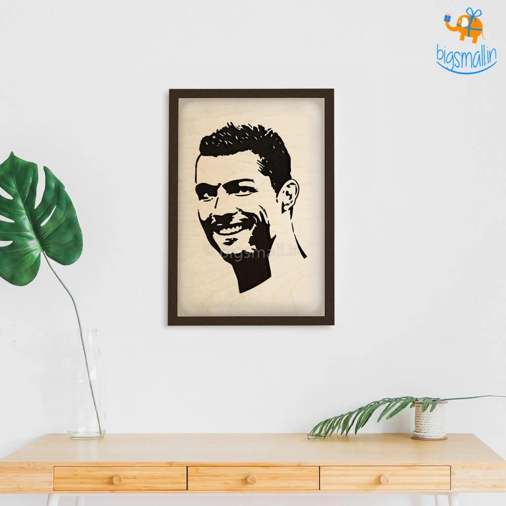 Bigsmall_cc Footballer Engraved Wooden Frame (19 X 13 Inches)