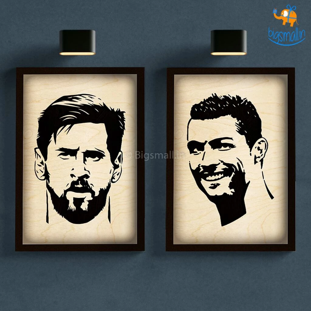 Bigsmall_cc Footballer Engraved Wooden Frame (19 X 13 Inches)