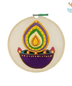 Hoop-Broideries Corporate Handmade Diwali LED Embroidery Hoop Art