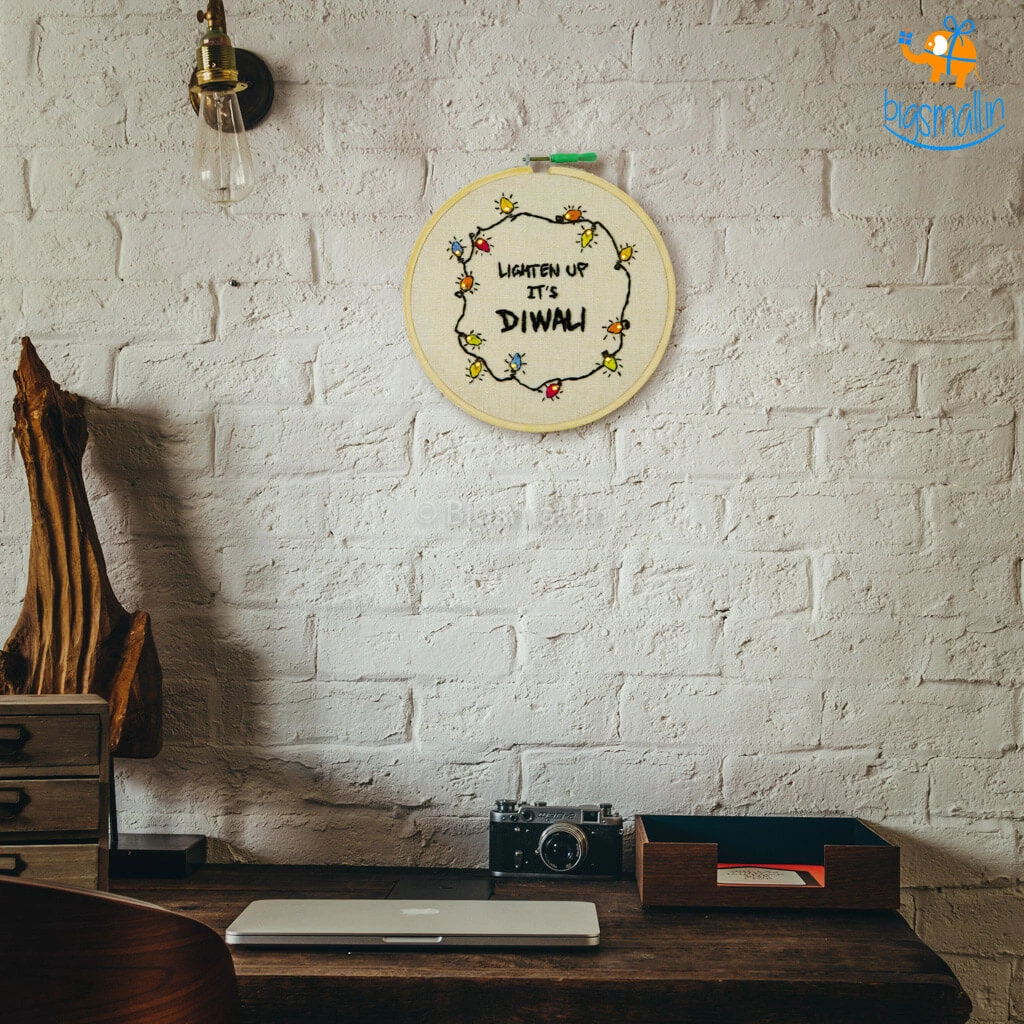 Hoop-Broideries Corporate Handmade Diwali LED Embroidery Hoop Art