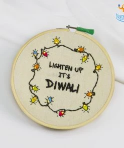 Hoop-Broideries Corporate Handmade Diwali LED Embroidery Hoop Art