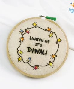 Hoop-Broideries Corporate Handmade Diwali LED Embroidery Hoop Art