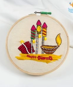 Hoop-Broideries Corporate Handmade Diwali LED Embroidery Hoop Art