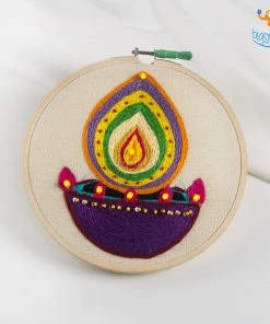 Hoop-Broideries Corporate Handmade Diwali LED Embroidery Hoop Art