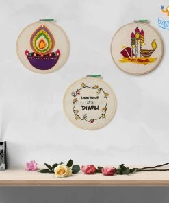 Hoop-Broideries Corporate Handmade Diwali LED Embroidery Hoop Art