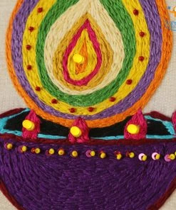 Hoop-Broideries Corporate Handmade Diwali LED Embroidery Hoop Art