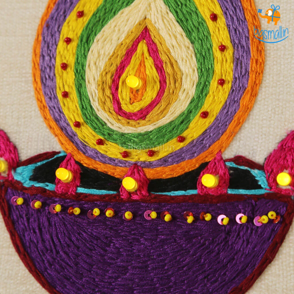 Hoop-Broideries Corporate Handmade Diwali LED Embroidery Hoop Art