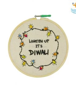 Hoop-Broideries Corporate Handmade Diwali LED Embroidery Hoop Art