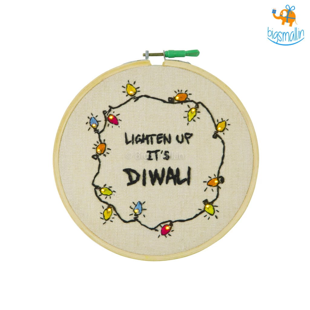 Hoop-Broideries Corporate Handmade Diwali LED Embroidery Hoop Art