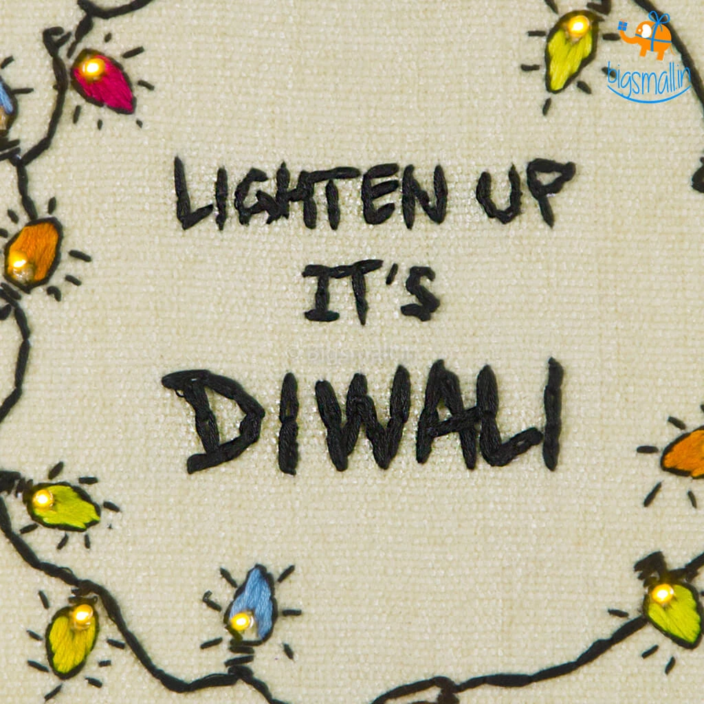 Hoop-Broideries Corporate Handmade Diwali LED Embroidery Hoop Art