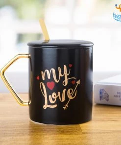 Bigsmall_hmk Be My Love Mug With Lid & Spoon