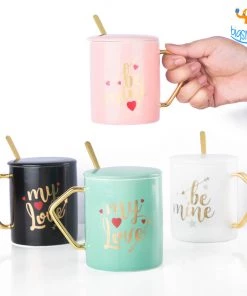 Bigsmall_hmk Be My Love Mug With Lid & Spoon