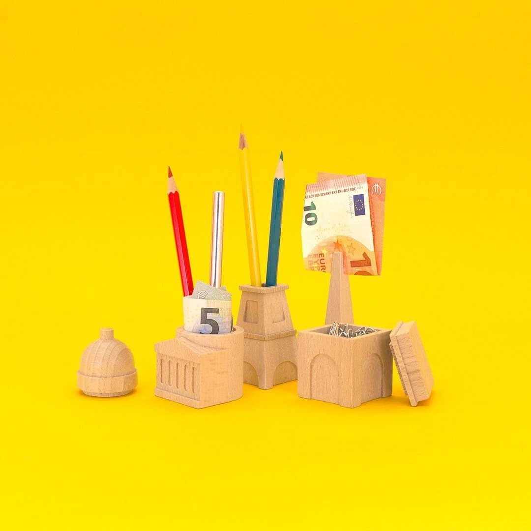Luckies Wooden City Desk Tidy Stationery Holder Father's Day