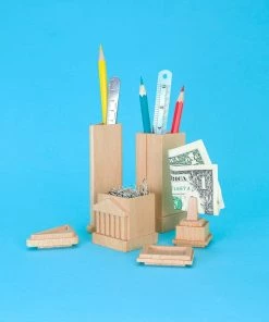 Luckies Wooden City Desk Tidy Stationery Holder Father's Day