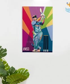 Bigsmall_cc M S Dhoni Printed Wooden Frame ( 17.6 X 11.6 Inches)