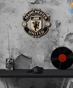 Bigsmall_cc Father's Day Manchester United Engraved Wooden Crest