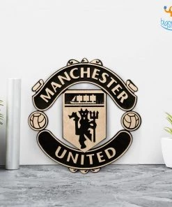 Bigsmall_cc Father's Day Manchester United Engraved Wooden Crest