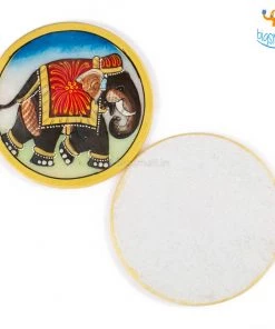Indian Craft Hand-Painted Marble Elly Coasters - Set Of 6
