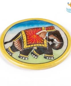 Indian Craft Hand-Painted Marble Elly Coasters - Set Of 6